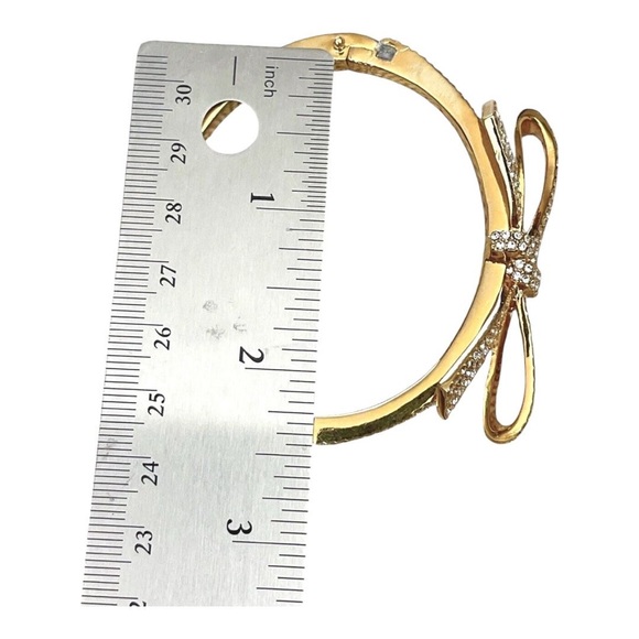 Kate Spade Crystal Pave Bow Hinged Bangle Bracelet - Picture 3 of 13